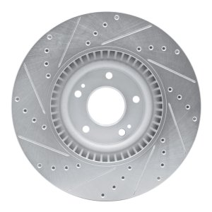 Hyundai Palisade Brake Rotor (1) - Front Right - R1 Concepts - Drilled & Slotted - Silver - `20-`25
